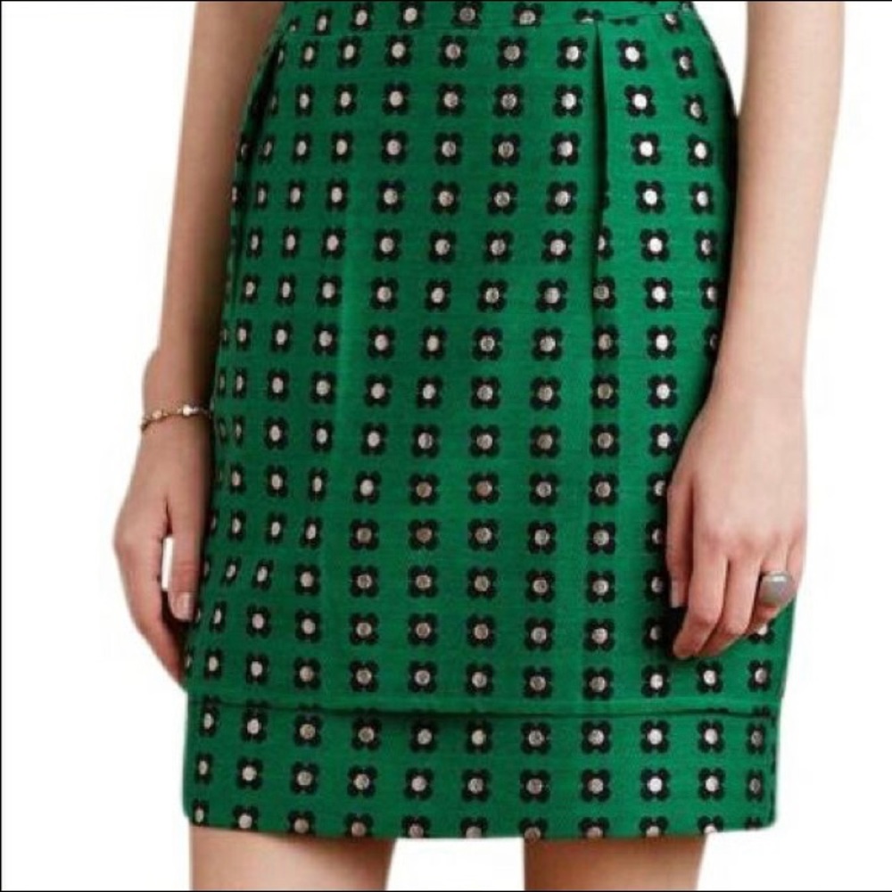 Green Anthropologie Garden Glitter Skirt